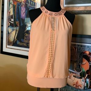 Pink Paparatzi Peach over the head silky top.